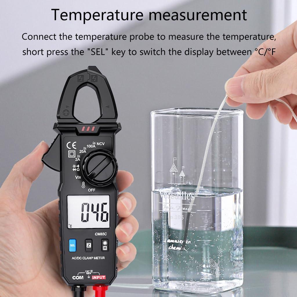 Pince multimètre portable True RMS, plage automatique NCV AC/pour courant continu, résistance à la tension, LCD rétroéclairé, maintien des données, ampèremètre