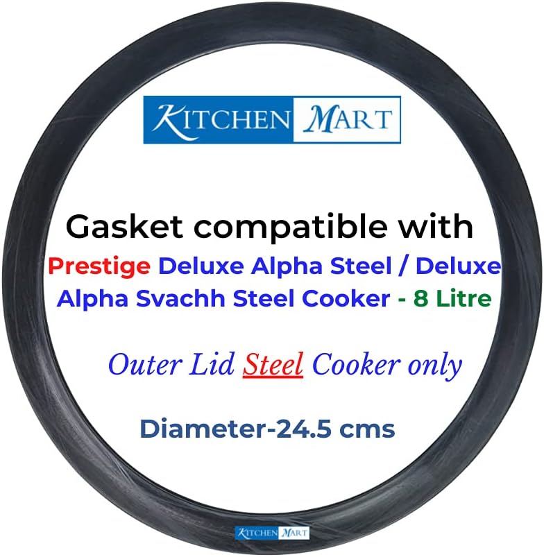 Kitchen Mart Gasket compatible with Prestige Deluxe Alpha/Deluxe Alpha Svachh Steel Pressure cooker (8 Litres)