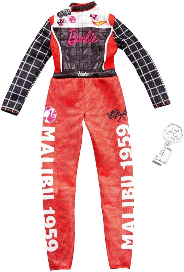 Barbie Clothes -- Career Outfit Doll, Racecar Driver Jumpsuit with Trophy, Multi