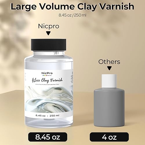 Miniatura 6 de Nicpro Barniz grande de arcilla seca al aire (8.45 onzas, 8.5 fl oz), sellador de esmalte de arcilla seca al aire para cerámica, arcilla seca al