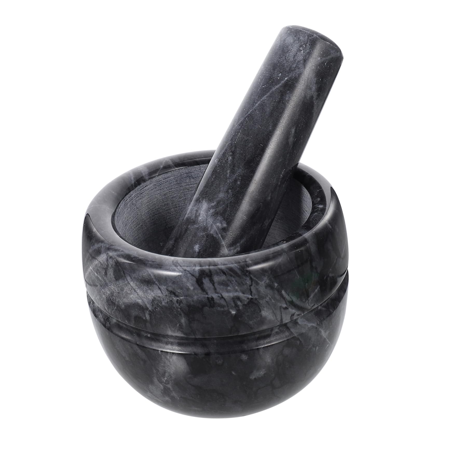 ABOOFAN 1Pc Natural Marble Garlic Masher and Grinding Bowl Ergonomic Kitchen Gadget for Garlic Spices and More and Convenient Tool Waves Black