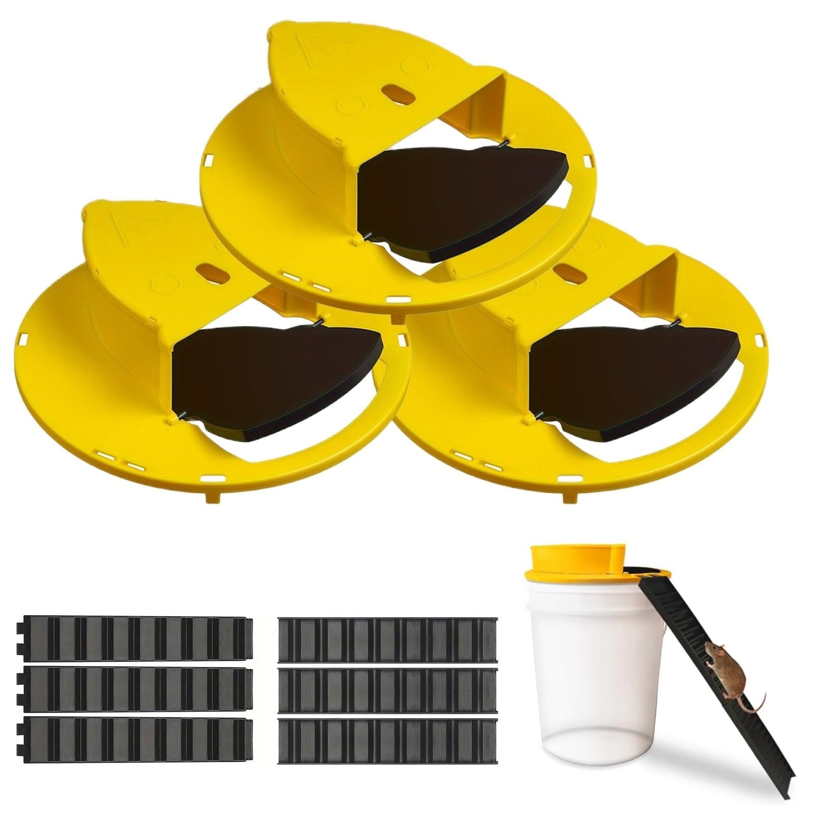 Mice Mouse Trap Bucket Flip Lid,Mouse Trap Bucket Indoor Outdoor,Humane Mouse Trap,Mouse Trap Bucket Lid Auto Reset | 5 Gallon Bucket Compatible | Mouse Rats Trap Bucket Lid(3Packs)