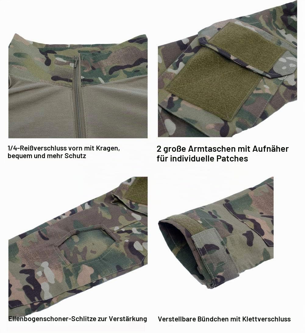 LANBAOSI Langärmliges Herrenhemd und langärmlige Hose mit langen Ärmeln, gefüllte Kleidung, Militäruniform, lange Ärmel