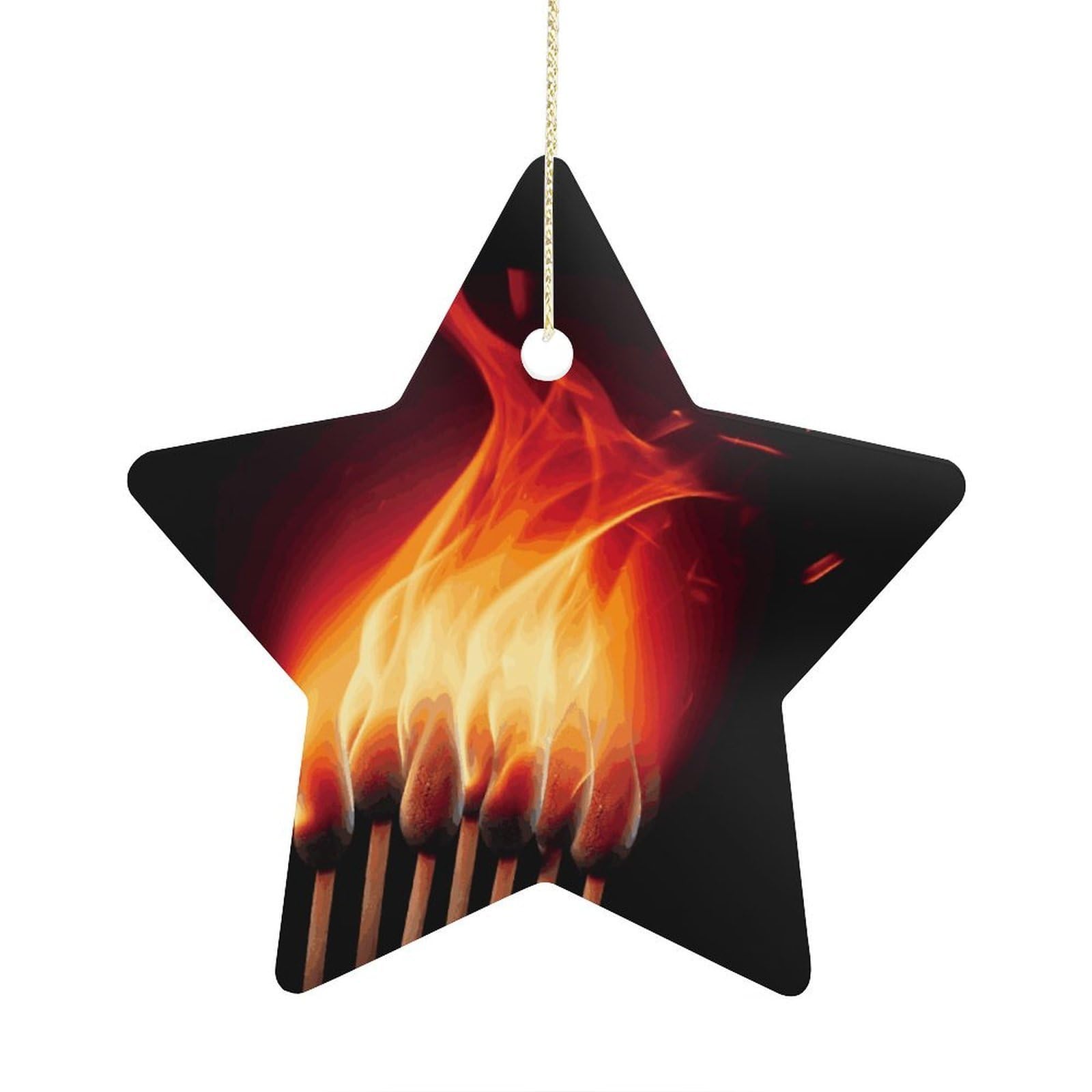 Fodpand Women's Style Flames Matches Ornament With String, Keepsake Hanging Decorations,Ceramic Ornaments For Men Indoor Home Holiday Party Gifts