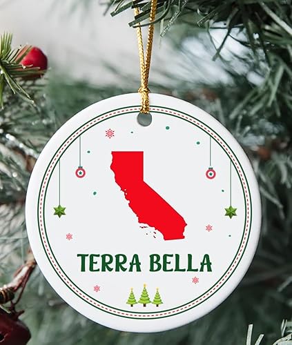 Terra Bella CA Ornament for Christmas Tree Decorations City Travel Souvenir Gifts for Family - Housewarming Gift Terra Bella California Ornament 3
