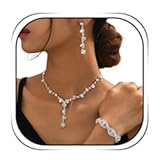 Rhinestone Earrings - Sparkly Silver Earrings & Bracelet Set for Party, Prom or Everyday Wear