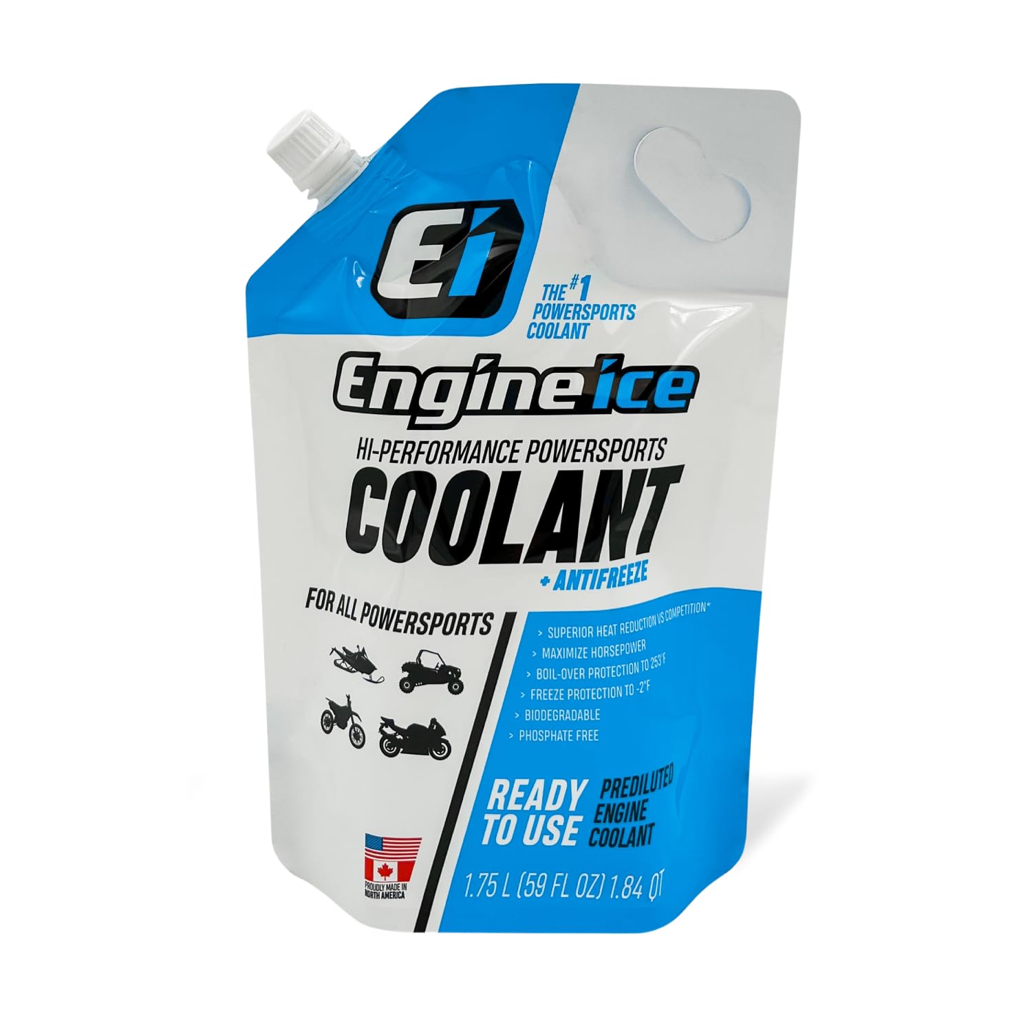 Engine Ice Hi-Performance Powersports Coolant and Antifreeze, Blue/White
