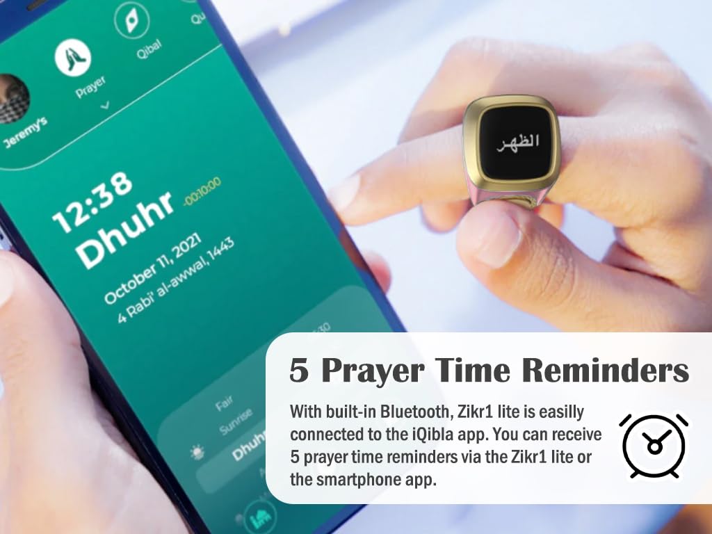 Hitopin Smart Ring Counter, Smart Tasbih Zikr Ring, Muslim Islamic Prayer Smart Rings,Tasbih Counter Smart Ring, Digital Electronic Smart Tally Counter, Tasbeeh Smart Counter for Prayer (Pink, 18mm)