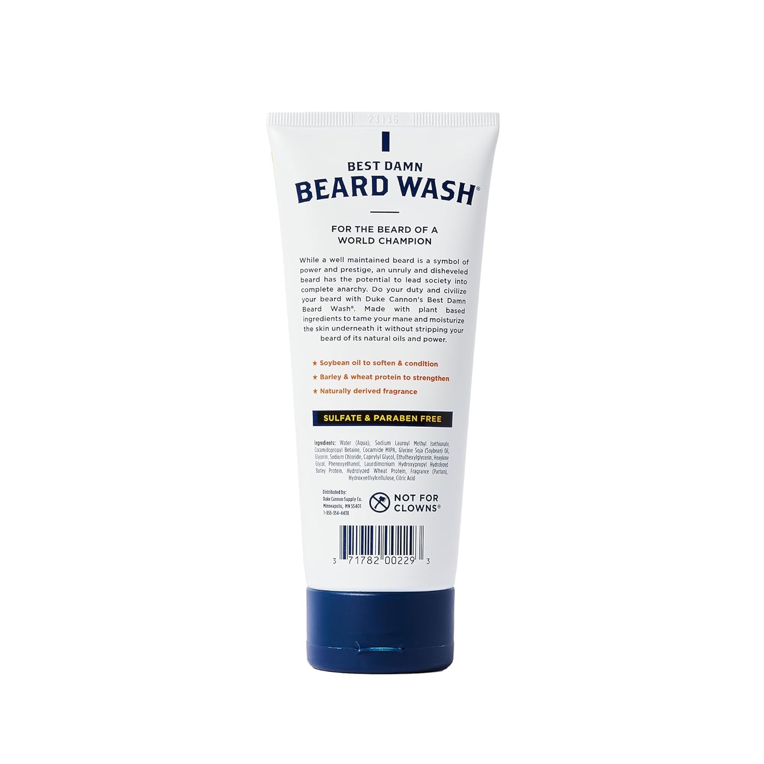 Duke Cannon Supply Co. Beard Wash Citrus Hefeweizen, 6 Fl Oz - Made with Plant-Based Ingredients to Strengthen, Rejuvenate, Soften and Condition