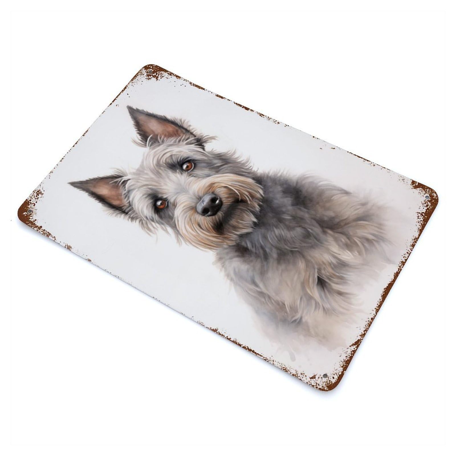 Skye Terrier Watercolor Decorative Tin Sign 11.8"x7.9", for Bistro, Counter And Cafe Decor, Retro Wall Decor