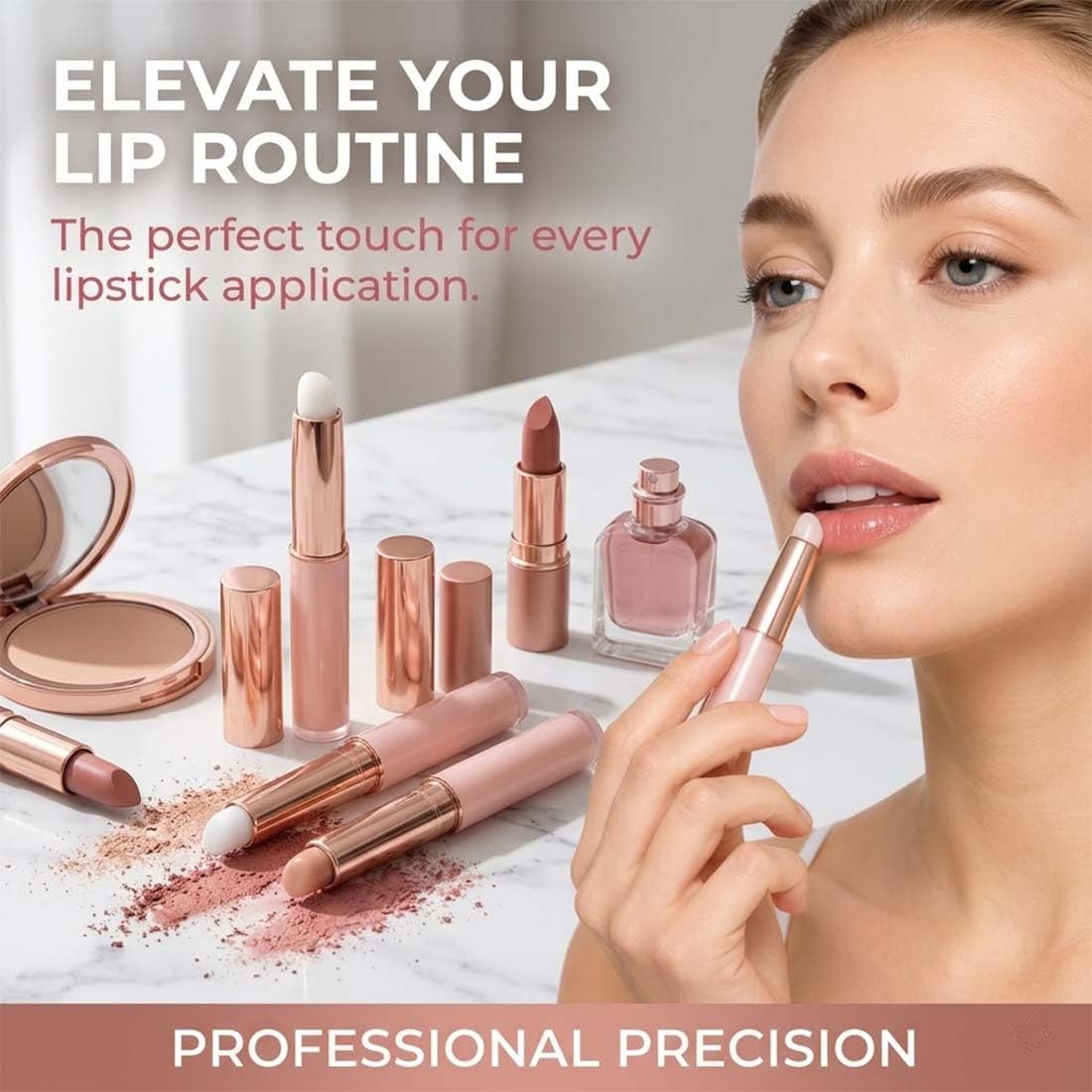 2 Pennello Per Labbra In Silicone multifunzionale con cappuccio, per rossetto, gloss, correttore e unghie, rosa e grigio