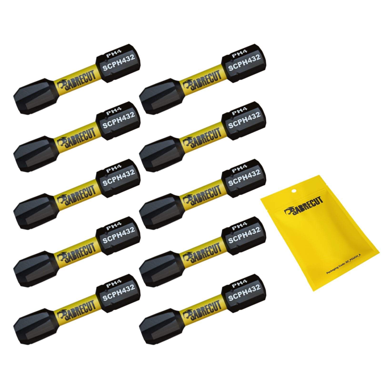 10 x SabreCut SCPH432_10 32mm PH4 Magnetic Impact Screwdriver Driver Bits Set Phillips Heavy Duty