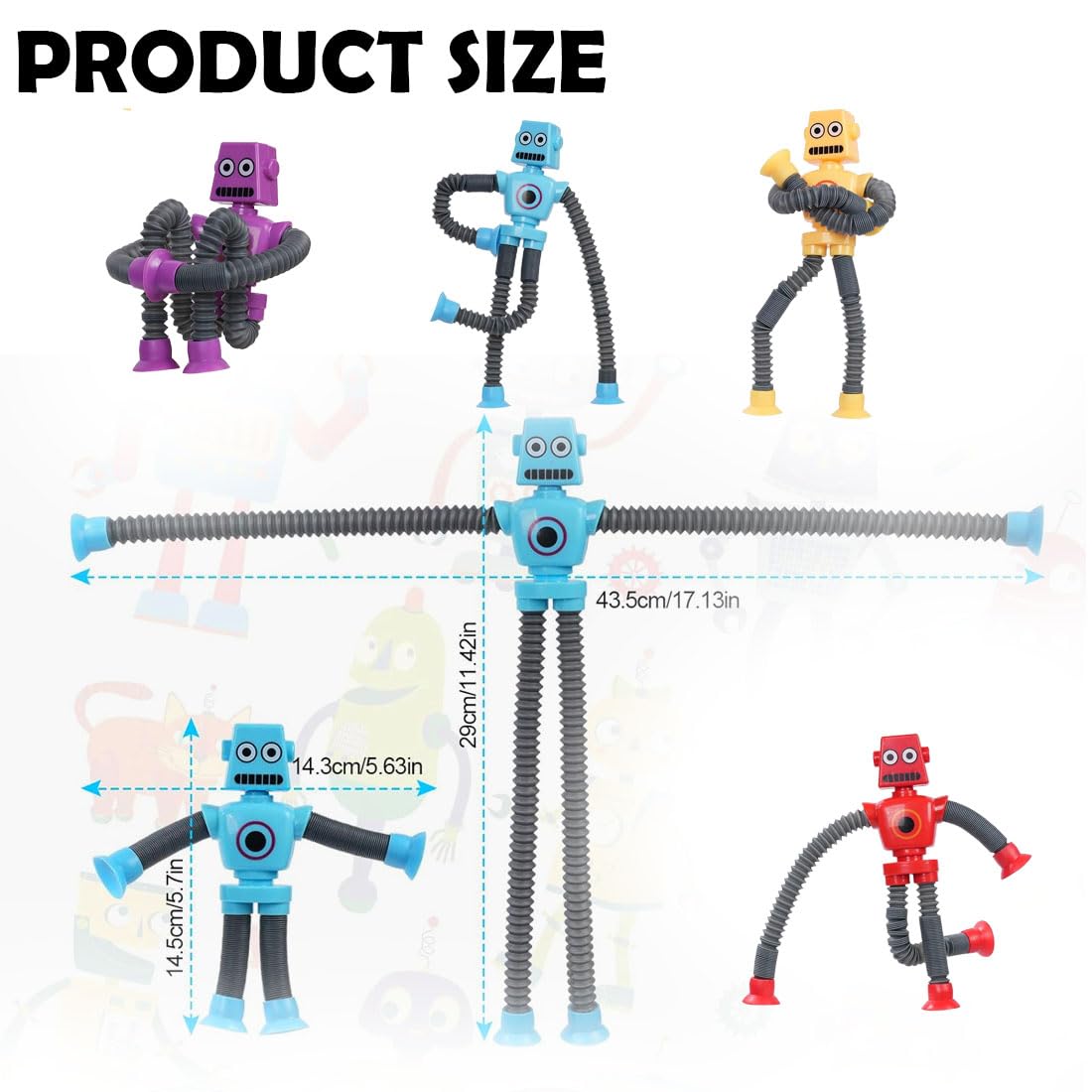 Robot Giocattolo Con Ventosa E Tubo Telescopico - Antistress Per Bambini, Gioco Educativo Da Bagno - Foto 4