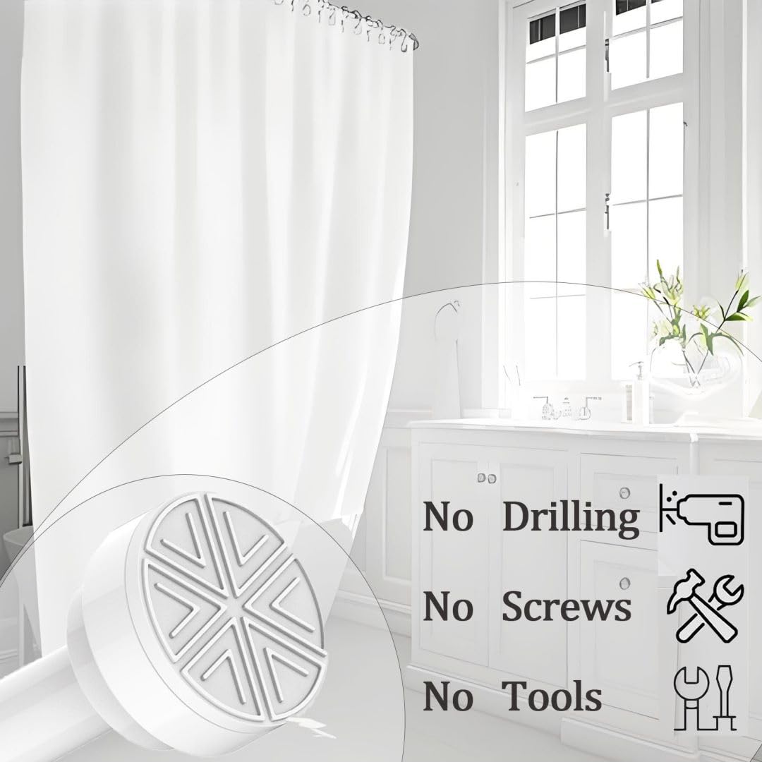 Tringle Rideau Douche Extensible Acier Inoxydable | 83-168cm | Sans Perçage | Blanche
