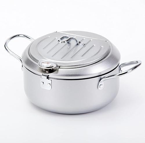 Miniatura 2 de Olla freidora, olla de papas fritas tempura sartén con termómetro (diámetro 8 pulgadas), 8 pulgadas