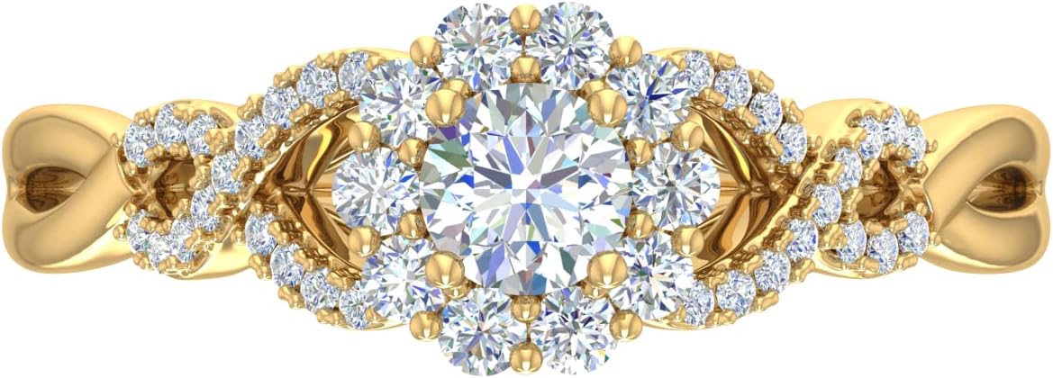 1/2 Carat Prong Set Diamond Twisted Engagement Ring in 14K Solid Gold