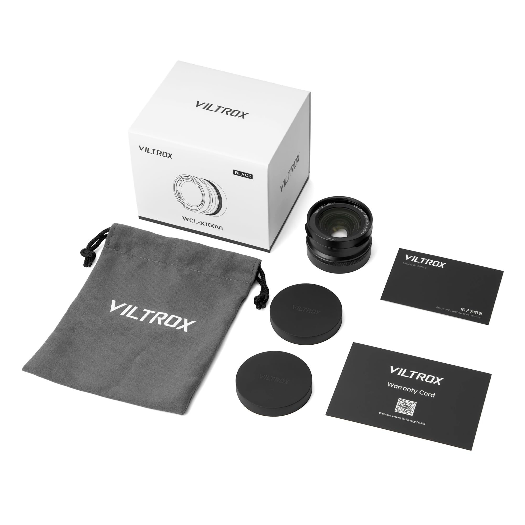 VILTROX WCL-X100 VI Obiettivo di Conversione Grandangolare, 0.8X Obiettivo a Riconoscimento Automatico per Fotocamere Fujifilm X100VI X100V X100F, Nero