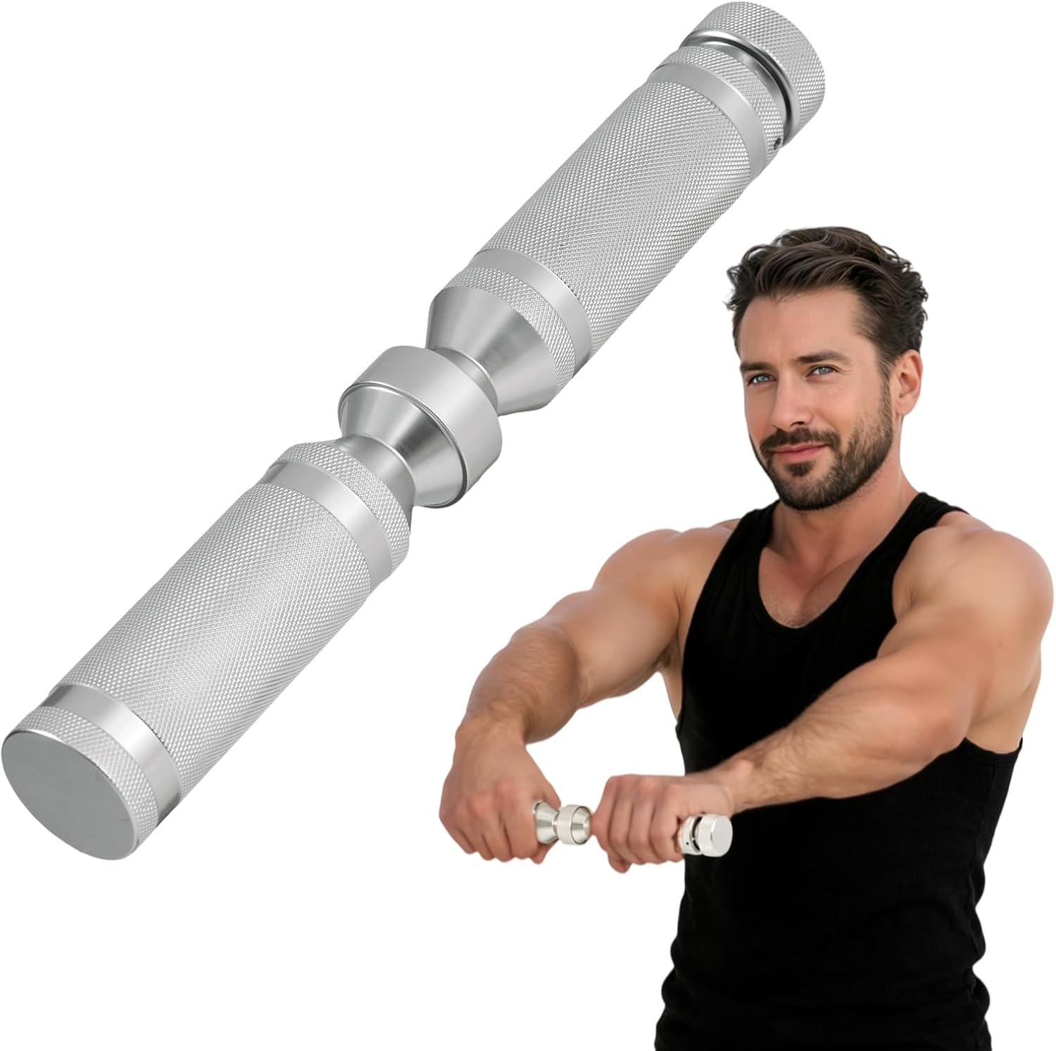 LIZAAL Forearm Strengthener, Adjustable All-Metal Grip Strength Trainer, Forearm Exerciser & Wrist Roller, Portable Forearm Strength Trainer for Hand, Wrist & Forearm Workout