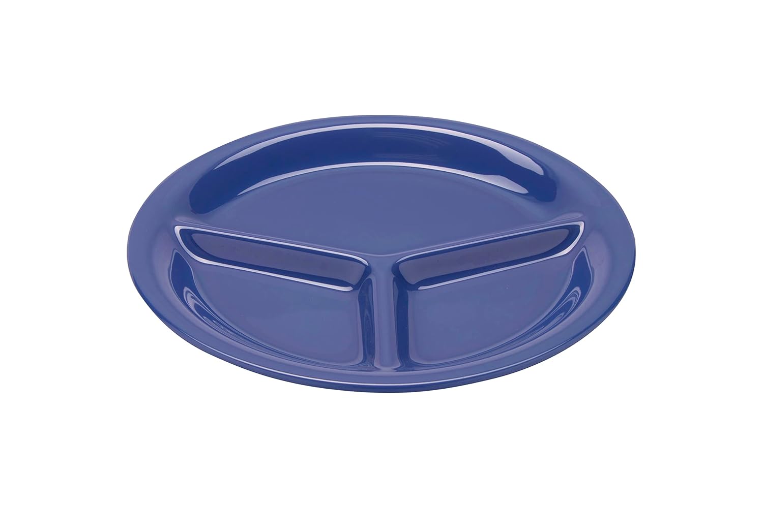 G.E.T. CP-10-PB-EC 10.25" Blue Melamine 3-Compartment Plates, Break- Resistant and BPA Free, For Indoor and Outdoor Dinnerware by Diamond Mardi Gras Collection (Pack of 4)