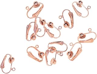 Baosity 6 Pairs Brass Earrings Converters with Loop DIY Jewelry Findings Accessories 16mmx14mm Rose Gold