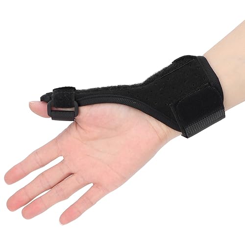 Ymiko Soporte de dedo de gatillo para el pulgar, soporte de dedo transpirable de aleación de aluminio para fractura de pulgar estabilizador para