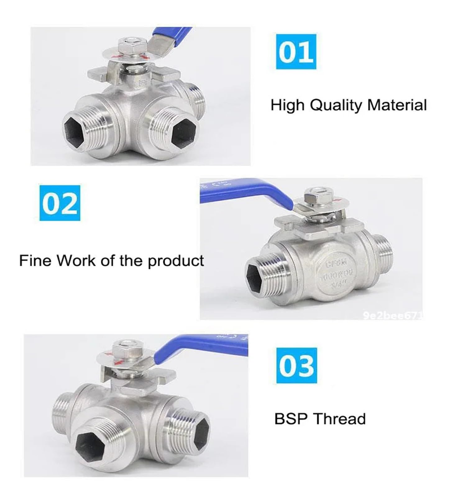 1/2" 3/4" B/S/P filettatura maschio valvola a sfera a 3 vie in acciaio inox 304 maniglia valvola valvole a sfera porta LT(3/4",L Type)