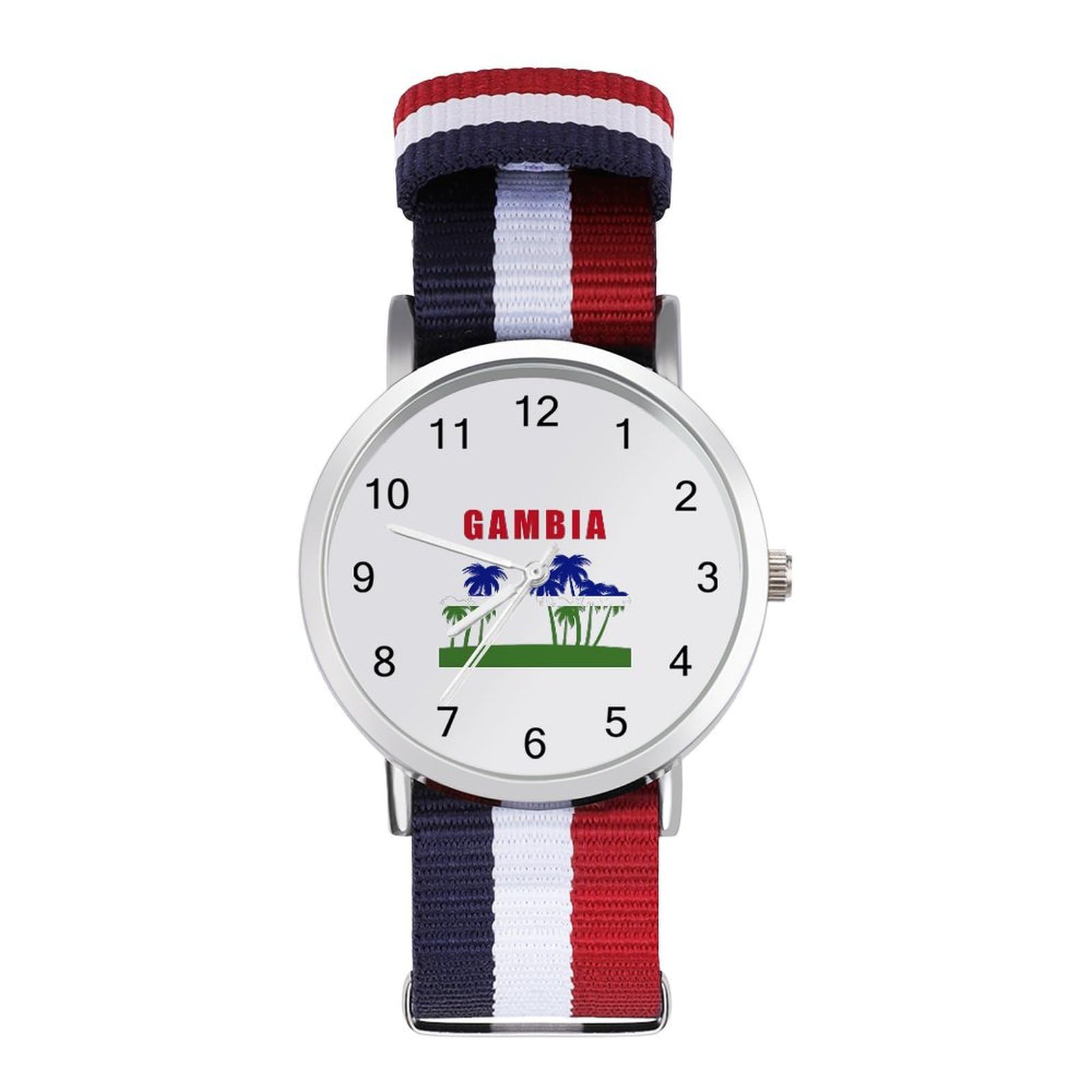 Palm Tree Gambia Flag Funny Wrist Watches for Men Women Fashion Graphic Watch for Work Workout