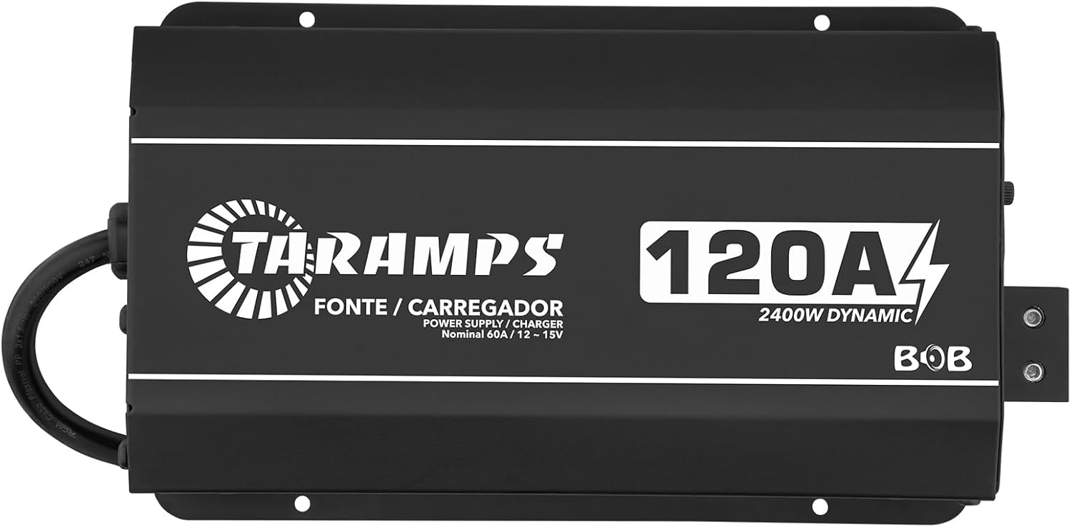 Taramps BOB 120A Power Supply & Battery Charger 12V-15V Adjustable, 120A Dynamic Output, Automatic 127V/220V Bivolt, Smart Cooler, 2000W DC Power Supply for Car Audio, Batteries & LED Systems