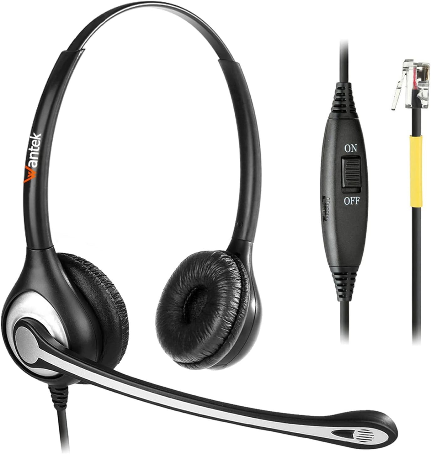 Wantek Casque de téléphone RJ9 compatible avec Yealink T19P, T21P, T23G, T41S, T42S, T46S, Avaya 1608, 9608, 9611G, Grandstream GXP1620, 1630, Snom, Panasonic