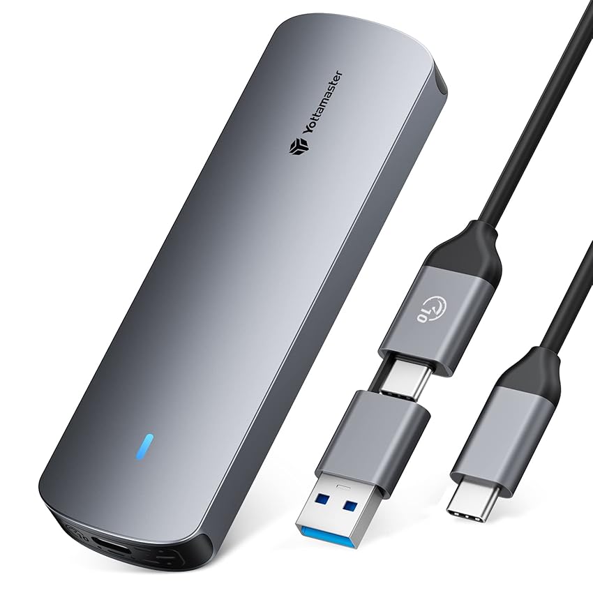 Immagine del prodotto Yottamaster Case SSD M2, Alluminio USB3.2 Gen2 10Gbps M.2 NVMe SATA SSD Supporto 2230/2242/2260/2280 - Installazione Senza Attrezzi Ampia Compatibilità con Windows, Linux e Mac