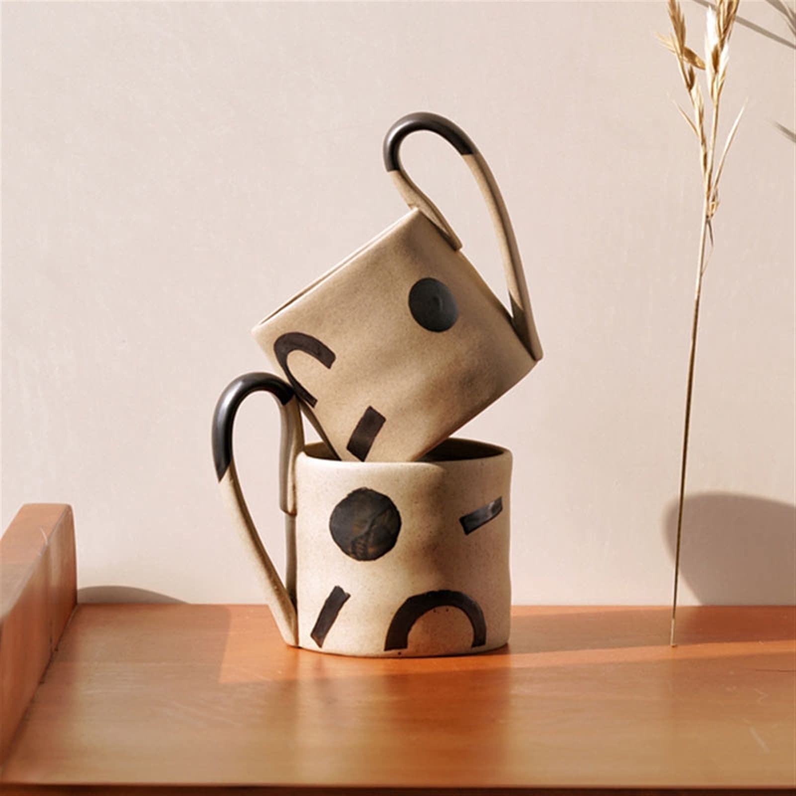 Tazas de Café Copa de café geométrica creativa Manija grande de cerámica personalizada taza de té retra doméstica de la oficina de la oficina de la taza personalizada regalo para Hogar, Oficina, Fiest