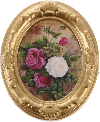 Kit de muebles de decoración de casa de muñecas de metal vintage, marco de fotos de flores para casa de muñecas 112, accesorios en miniatura #B