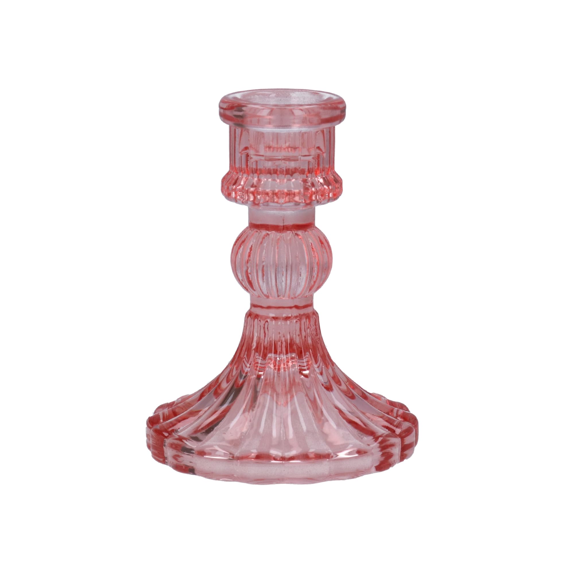 Gisela Graham Pink Dusky Cut Glass Candlestick. Small, 10Cm