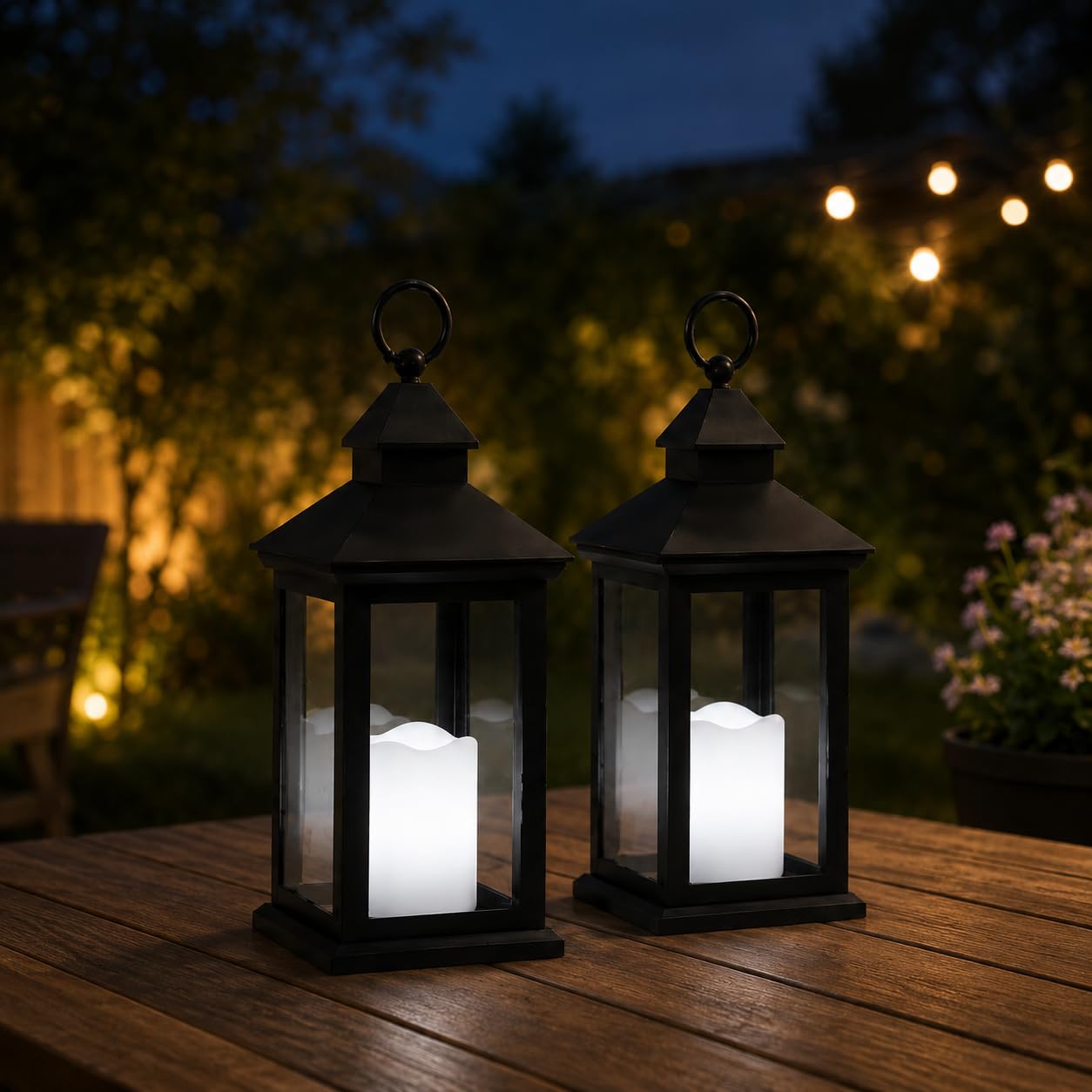 Lot de 2 lanternes LED à piles de 35,6 cm