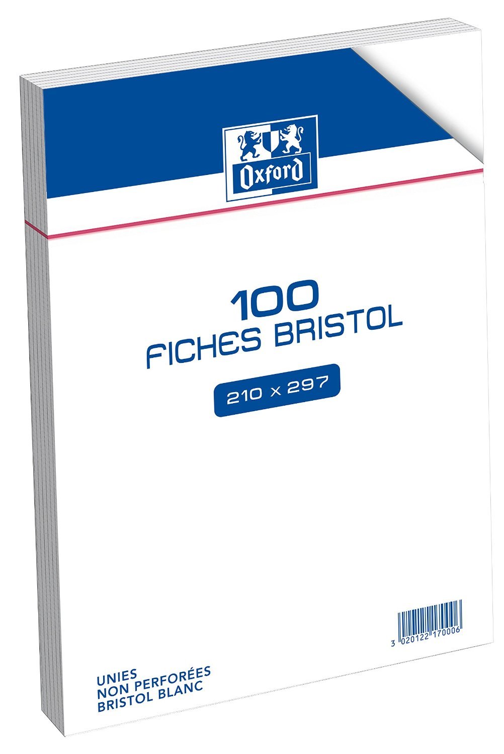 OXFORD Fiche bristol Non perforee 100 feuilles A4 (21 x 29,7 cm) Blanc