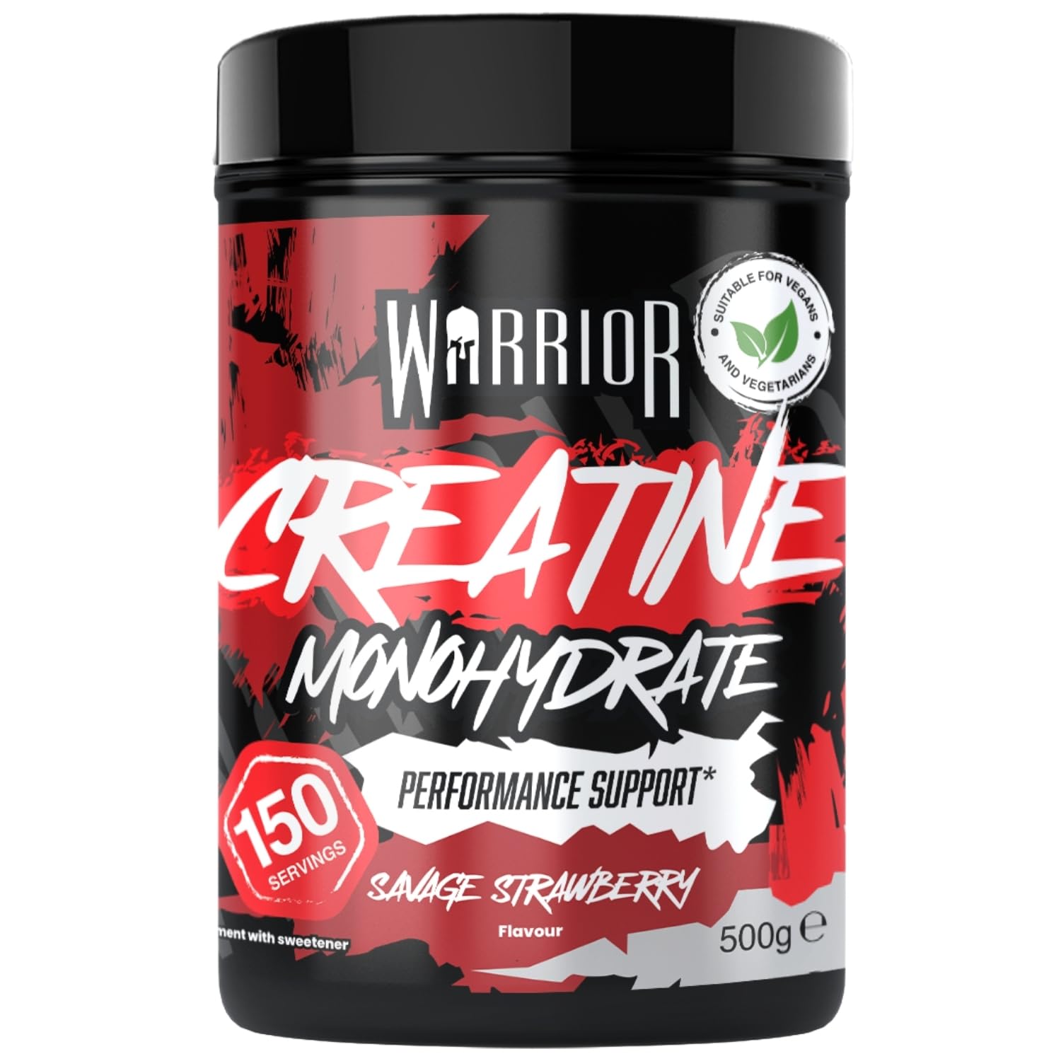 Warrior Creatina Monoidrata Polvere 500 g, Vegana – Fragola Selvatica