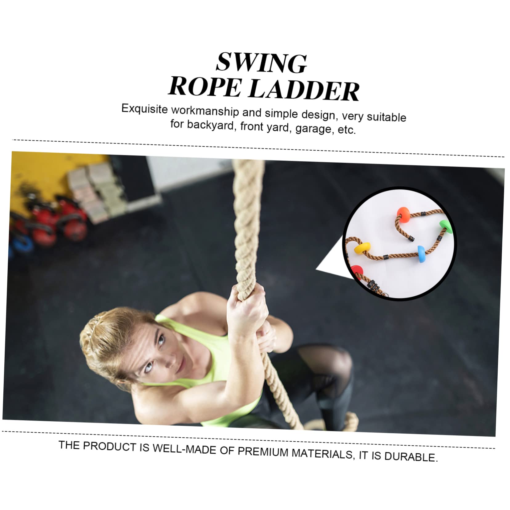 ERINGOGO 1Pc Climbing Rope with Disc Outdoor Swing for Fun Exercise Entertainment Enhances Balance Coordination Confidence for Backyard Play Imaginative