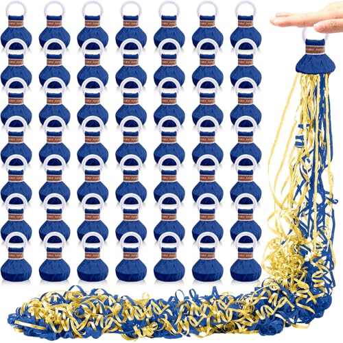 WinnerWhy 50 Pcs No Mess Confetti Popper Hand Throw Streamer Popper for Bulk Birthday Party Colorful Party Confetti for Wedding Celebration Supplies(Gold, Blue)