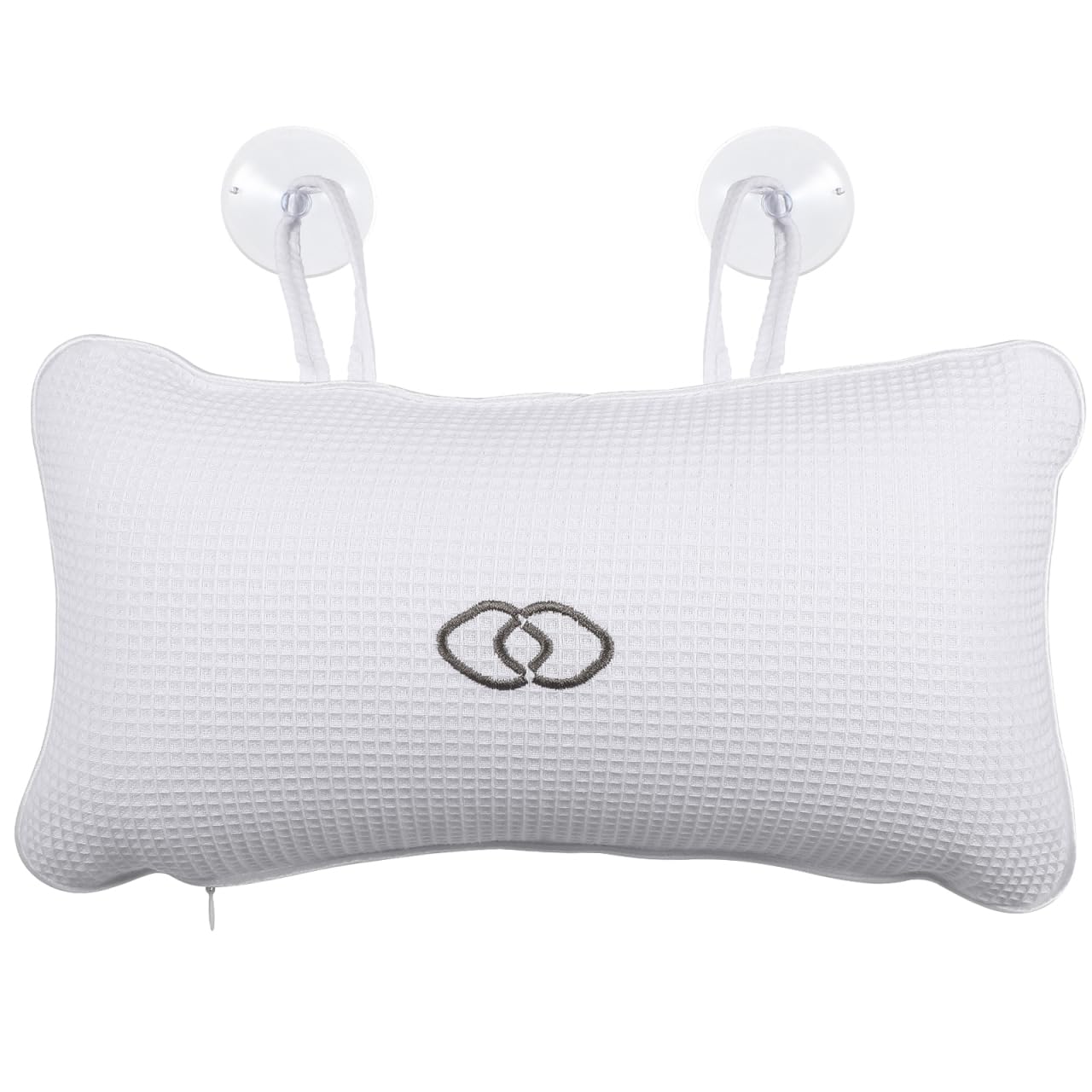HEALLILY Huafuge Bath Pillow for Tub with PVC Air Bags, Anti-Slip Suction Cups, Breathable Mesh Cover, Head and Neck Support, White, 13.58 X 7.87