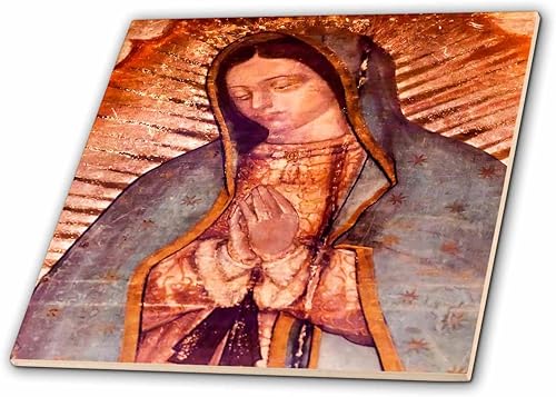 3dRose Pintura Virgen María, Nuevo Santuario del Guadalupe, Azulejo de cerámica México, 6"