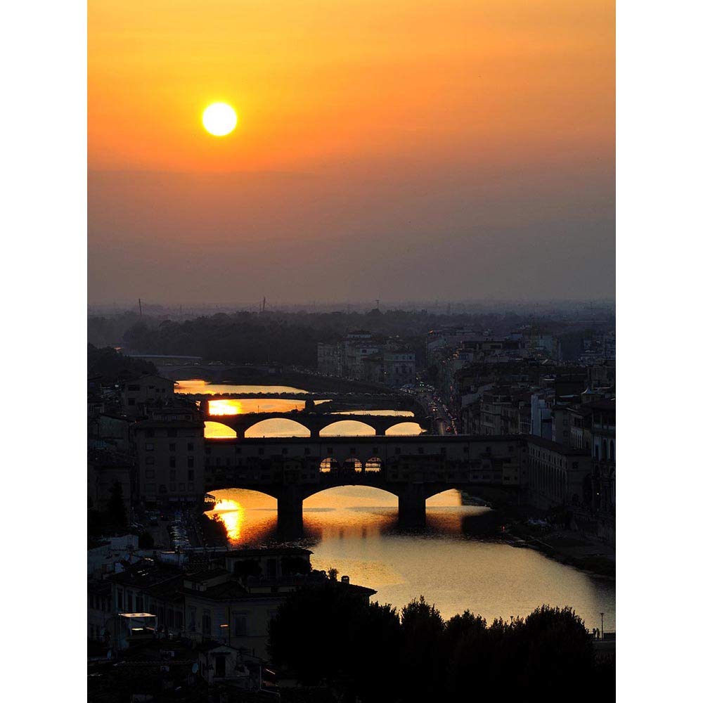 Wee Blue Coo Florence Sunset Bridges Art Print Poster Wall Decor 12X16 Inch