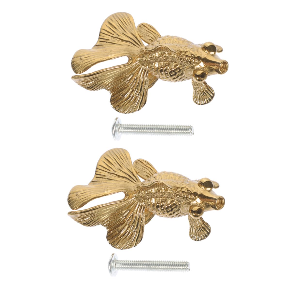 Goldfisch Schrankknöpfe aus Messing, 2 Stück, Goldfarben