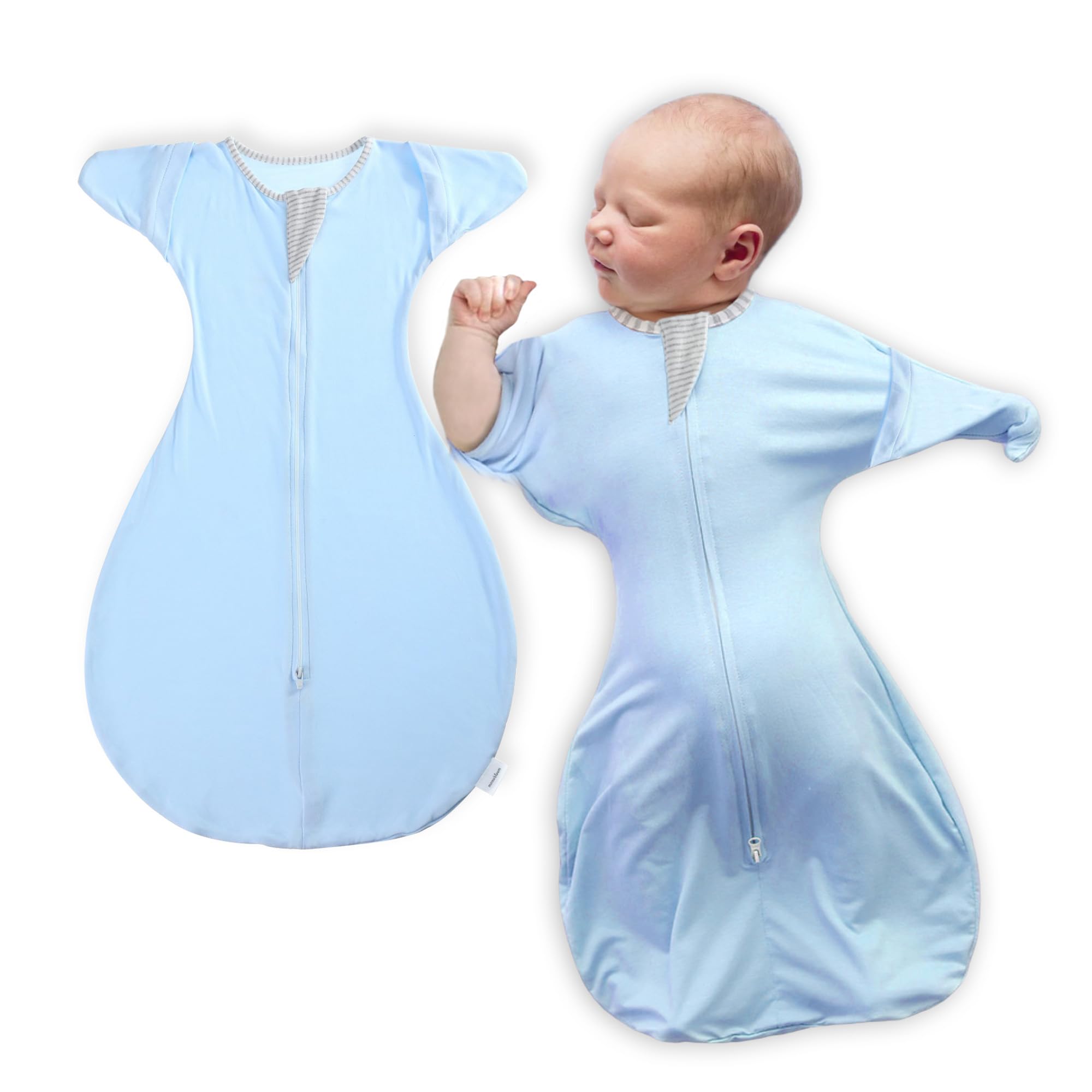 momobloom Baby Sleep Swaddle, 0-9 Months, Newborn Essentials, with 2-Way Zipper, Arms Out, Sleep Sack for Boys and Girls (Honey Cream, Small(0-3m))