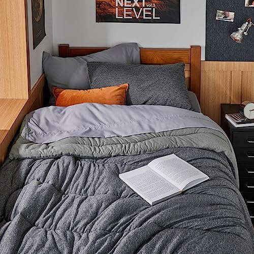 Image of Bedsure Twin /Twin XL Comforter Set - Cooling and Warm Bed Set, Dark Grey Reversible Bedding for All Season, 2 Pieces, 1 Twin /Twin XL Size Comforter (68 inchx88 inch) and 1 Pillow Case (20 inchx26 inch)