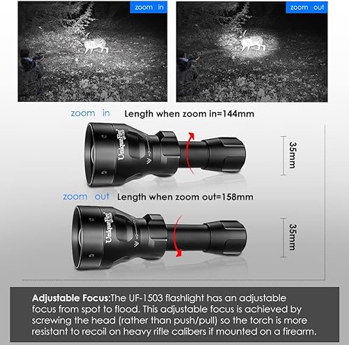 Miniatura 4 de UniqueFire uf-1503940nm IR linterna T5050mm Lente Asférica Enfoque ajustable linterna de visión nocturna para caza nocturna