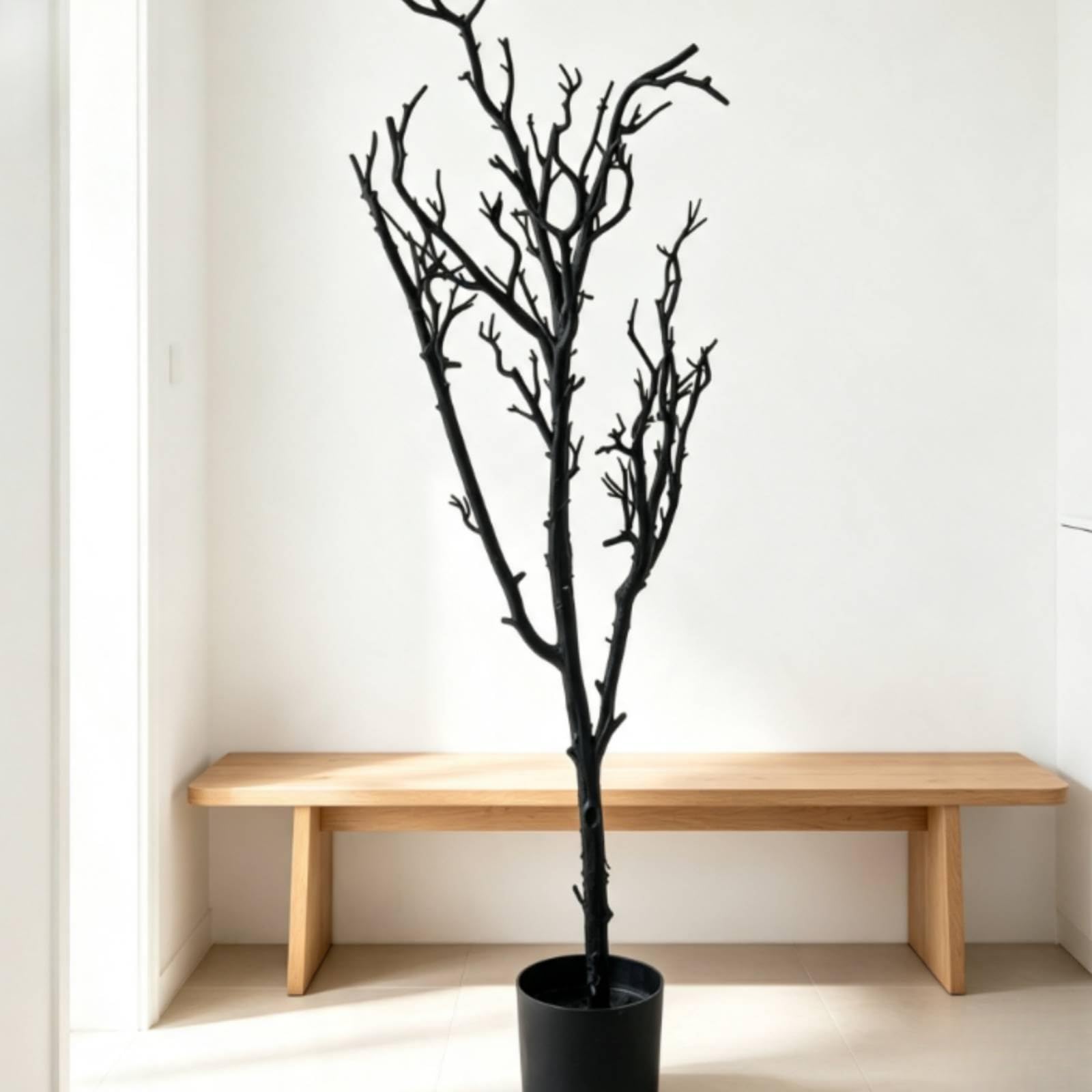 perfeclan Pot Artificial Decorativo sin Hojas de Ramas Diseño Sombrío de Otoño con Ramas Desnudas Base en Maceta para Mayor