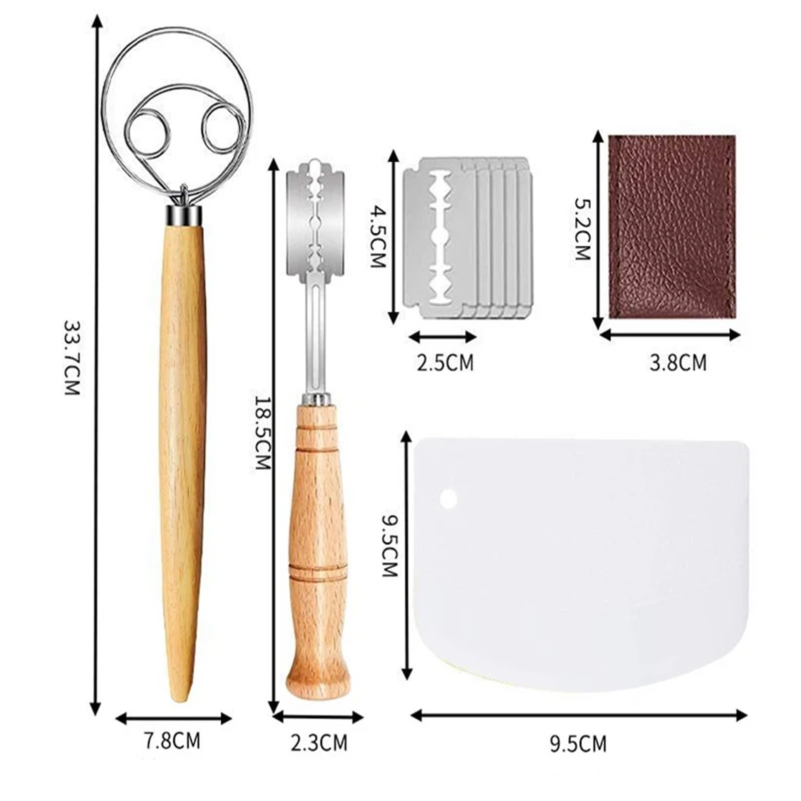 Backenwerkzeuge Set Teig Gärung Brot Gärkörbe for Heimbäcker Sauerteig Rattan Korb Küchenwerkzeug FüR Brot(11PCS)
