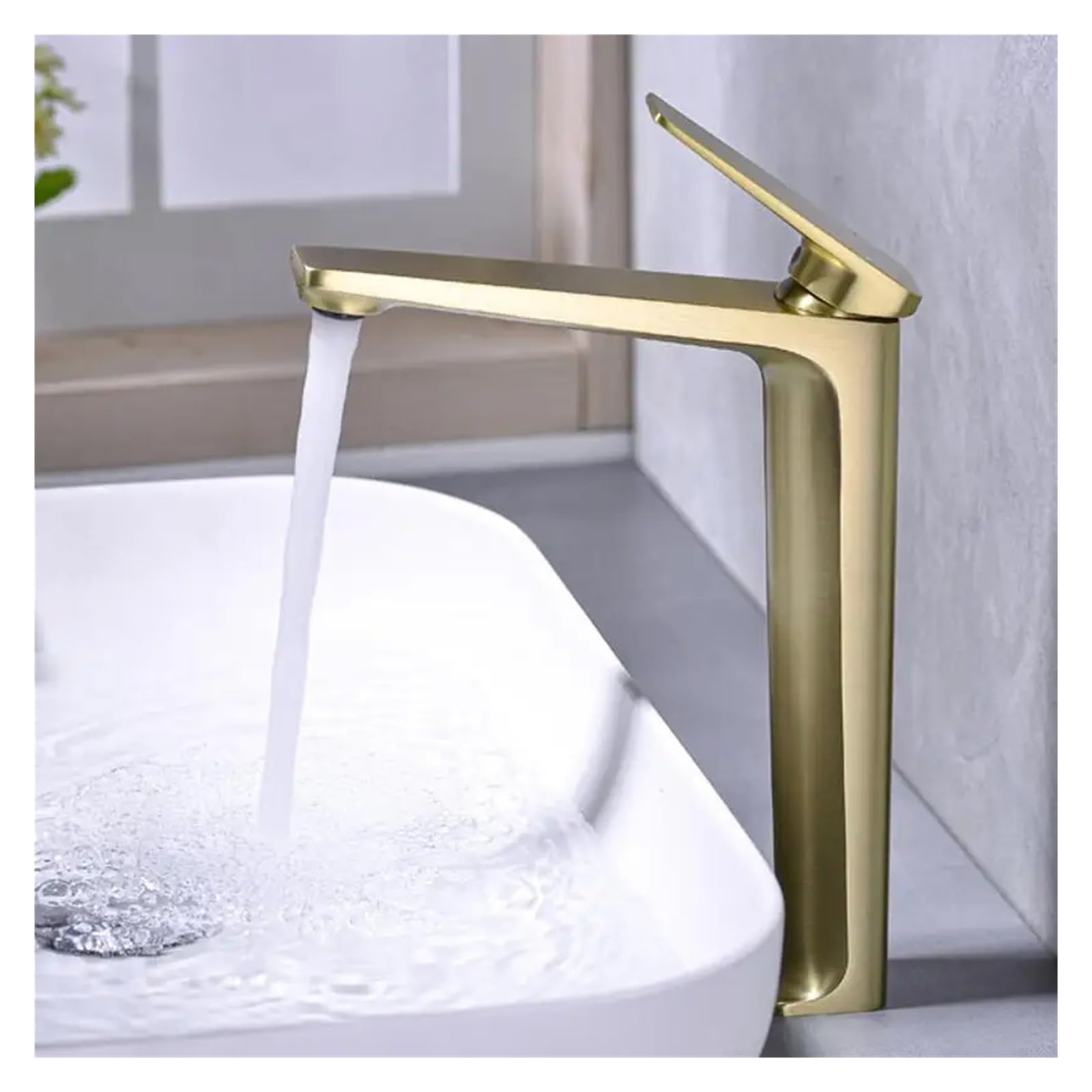 FCXWEVR Modern Brass Bathroom Faucet - Gold/Gray Single Lever Hot & Cold Mixer Tap - Stylish Kitchen Lavatory Basin Faucet for Elegant Home Decor
