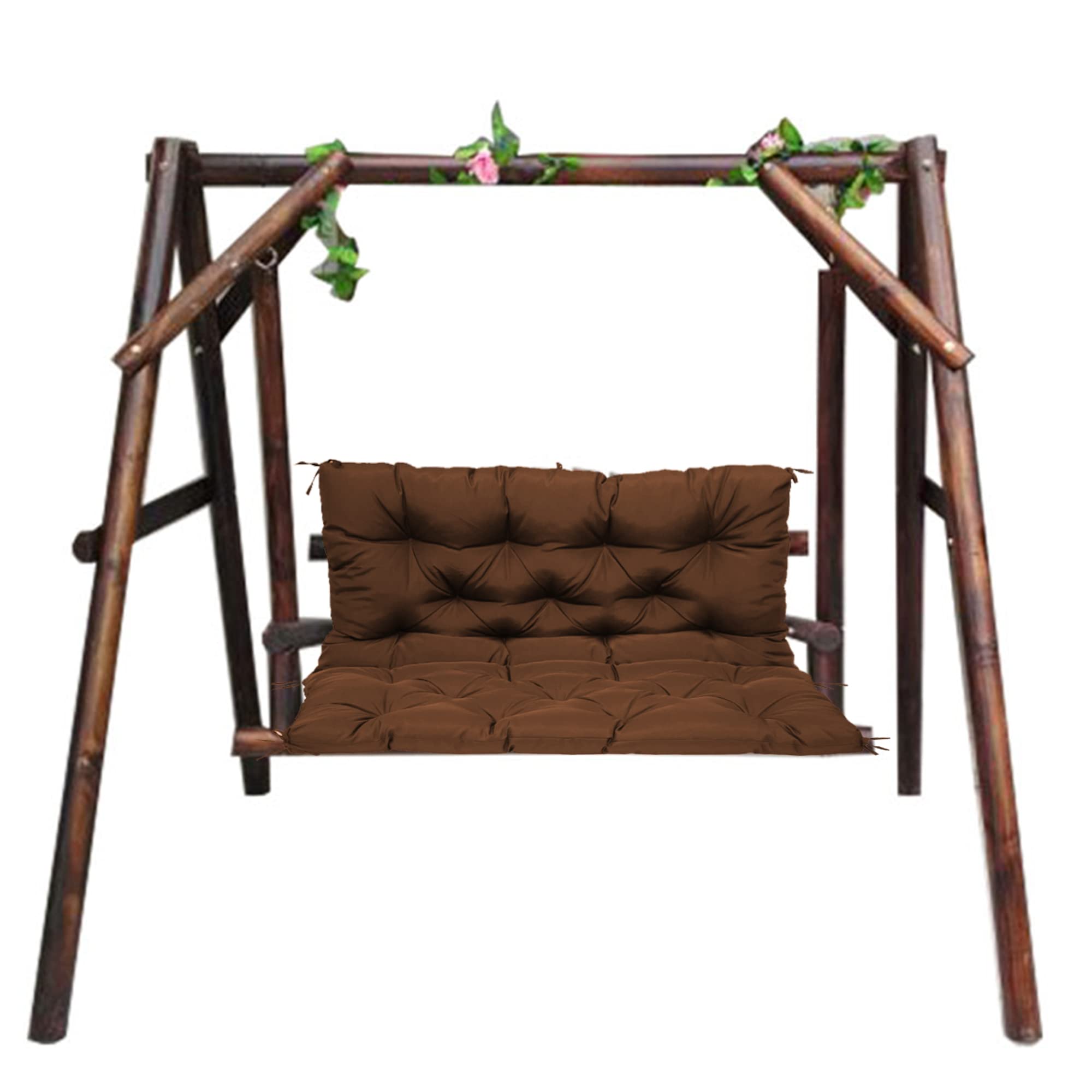 Coussin de banc d'extérieur avec dossier matelas marron 150x100 de jardin