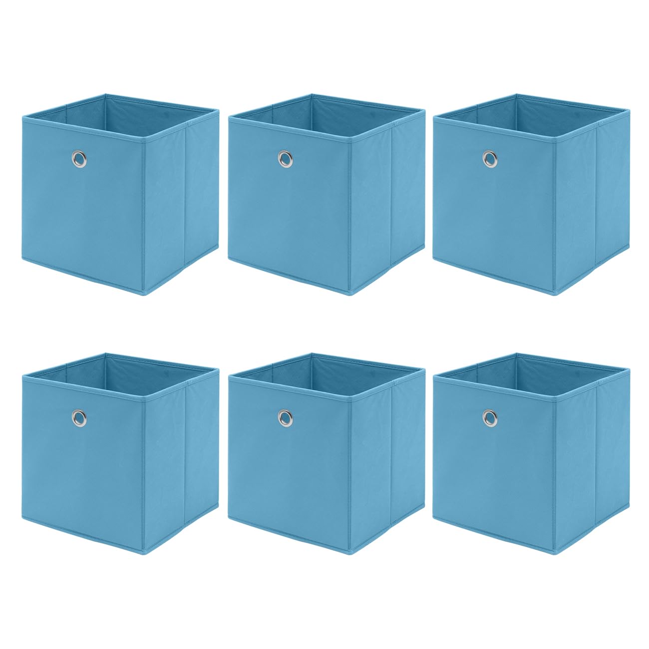 Redd Royal Pack of 2/4/6 Non-Woven Fabric Unit Storage Cubes Boxes Foldable Collapsible Storage Organizer Basket Bins with Handle for Wardrobe Clothes Toys Bedroom Living Room (Blue#2, Pack of 6)